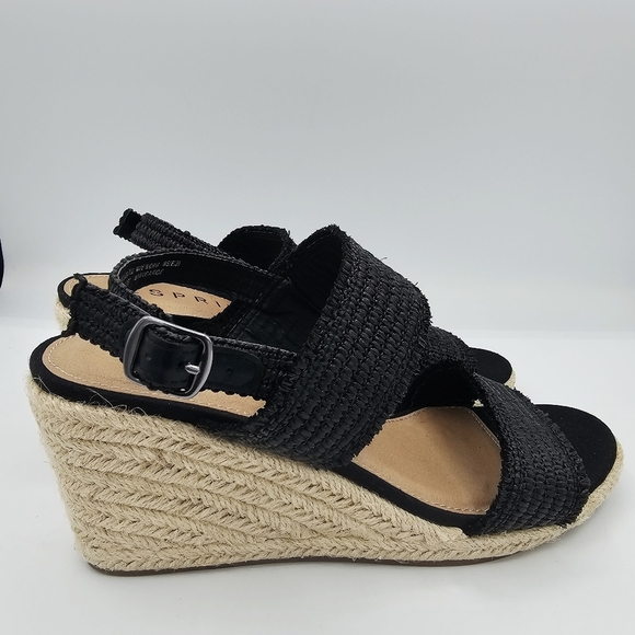 ESPRIT Black Wedge Sandals NWOT - Picture 3 of 13